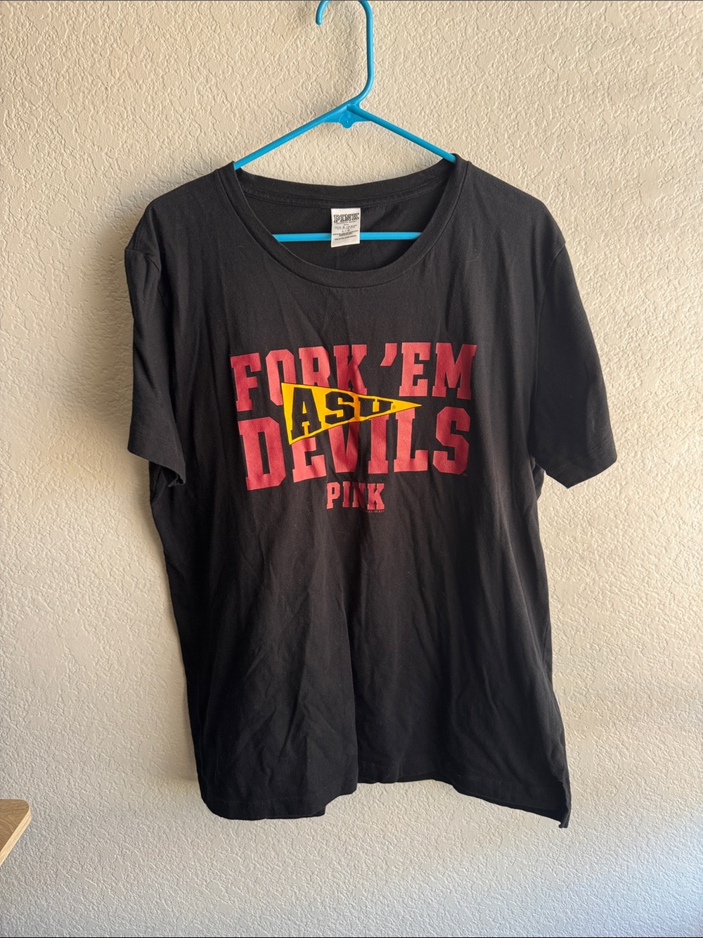 PINK Victoria's Secret Black "Fork 'Em Devils" ASU Graphic Tee